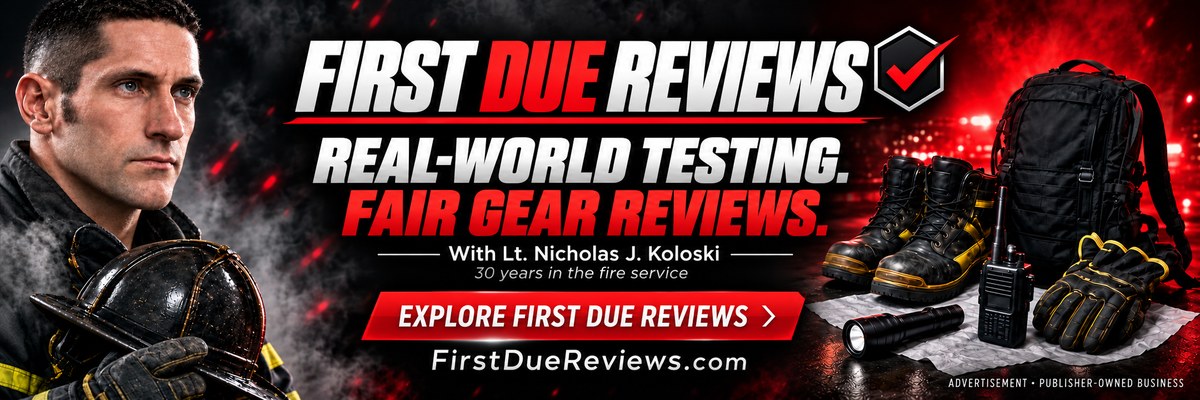 Advertisement: First Due Reviews, real-world gear testing and fair gear reviews with Lt. Nicholas J. Koloski, FirstDueReviews.com. Publisher-owned business.
